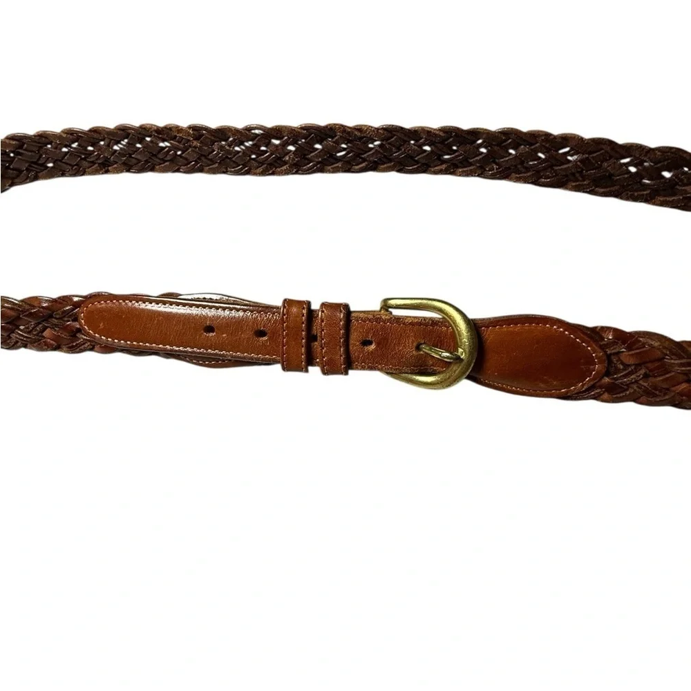 Coach Braided Leather Belt in British Brown Size 41”